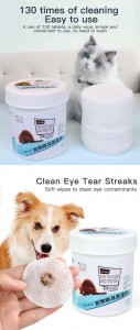 130pcs/box Wholesale Custom Logo Disposable Non-woven Fabric Cat Ear Cleaning Wipe Pet Eye Wet Wipes for Dog