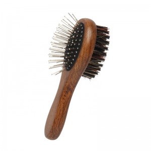 Factory Wholesale Portable Mini Double Sided Wood Pet Bristle Massage Brush Cat Dog Grooming Brush