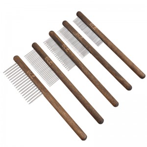 Five Style Wooden Handle Long Short Teeth Cat Needle Flea Comb Stainless Steel Dog Pet Grooming Hair Comb