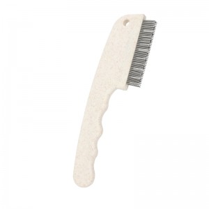 Custom Logo Degradable Straw Material Three Row Cat Hair Pin Comb Pet Grooming Flea Comb for Dog