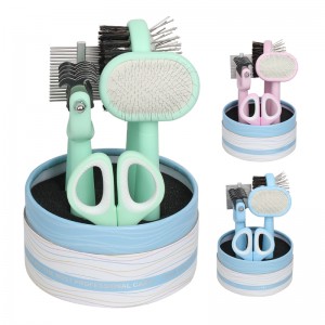 Factory Wholesale 5 in 1 Plastic Cat Hair Cleaning Tool Dog Pet Grooming Comb Brush Set Pet Grooming Products