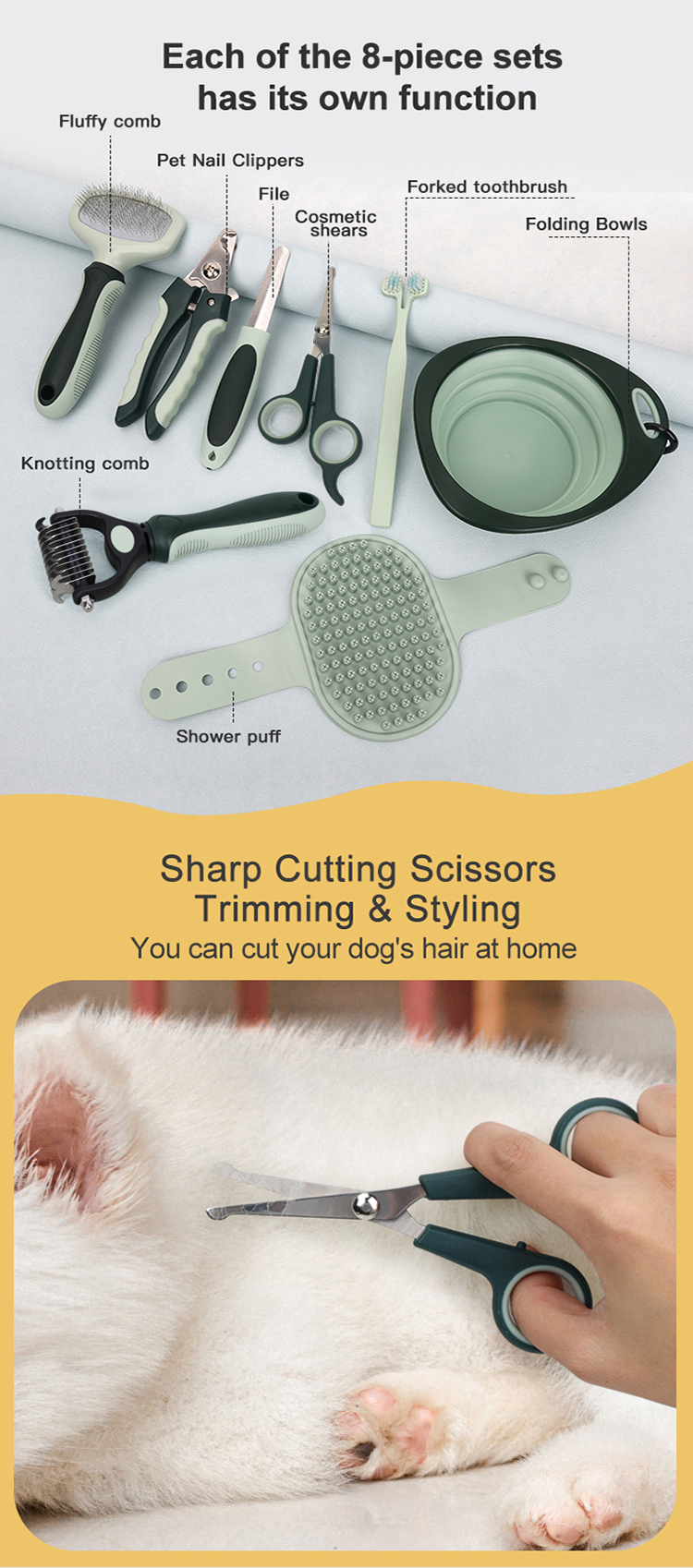 8 in 1 Custom Logo Dog Grooming Set, Pet Dogs Grooming, Dog Grooming Kit