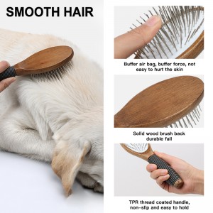 [Copy] Factory Wholesale Upscale Custom Logo Wooden Long Pin Cat Needle Brush Dog Pet Grooming Brush
