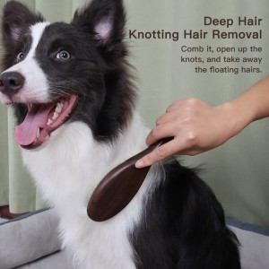 Manufacturer Customized Pet Ebony Wooden Massage Brush Dog Hair Removal Brush With Long Pins