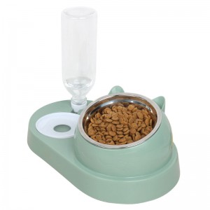 3 In 1 New Plastic Pet Drinking Bowl Elevated Stainless Steel Cat Food Bowl